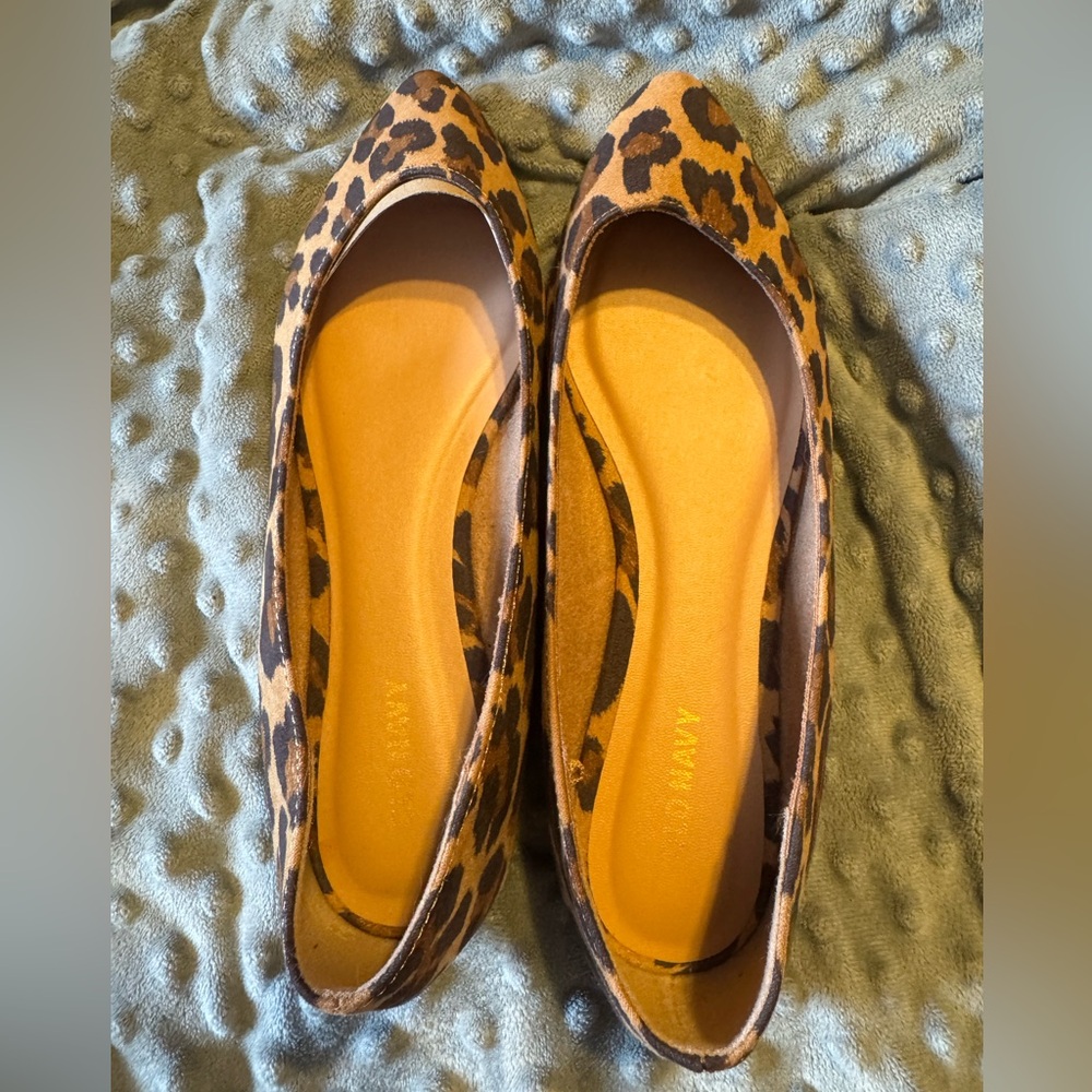 Old Navy Brown Flats with Leopard Print